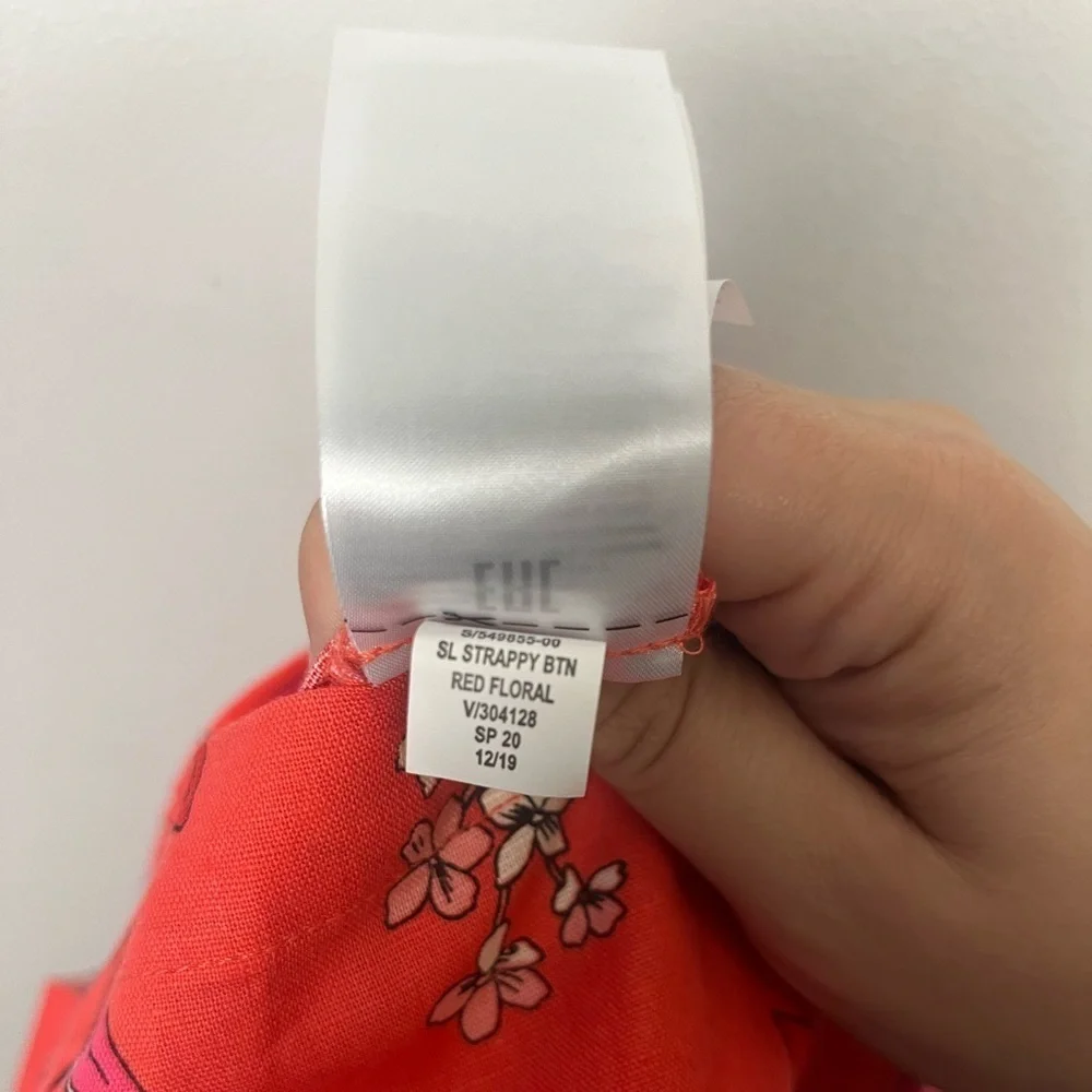 Banana Republic Light Red Floral Linen Blend Wide Leg Cropped Jumpsuit size 8P